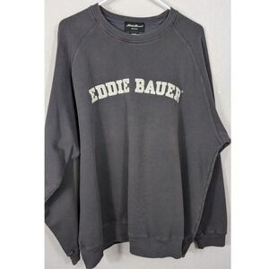 Eddie Bauer Stretch Gray Logo Mens XL Sweatshirt Pullover‎ Long Sleeve 90s Y2K